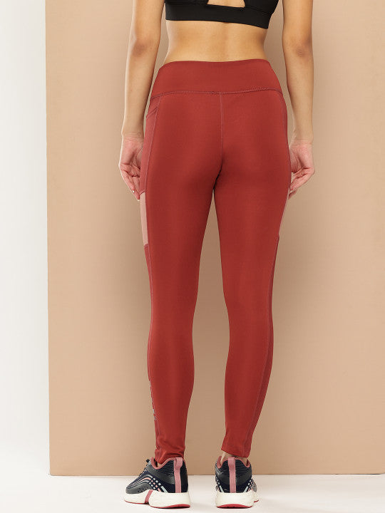 Alcis Women Maroon and Rose Pannelled Tights