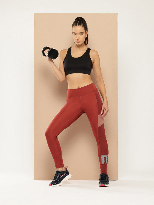 Alcis Women Maroon and Rose Pannelled Tights