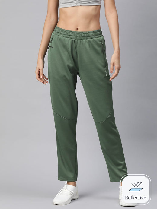 Alcis Women Green Slim Fit Hyper Hue Performance Reflective Track Pants