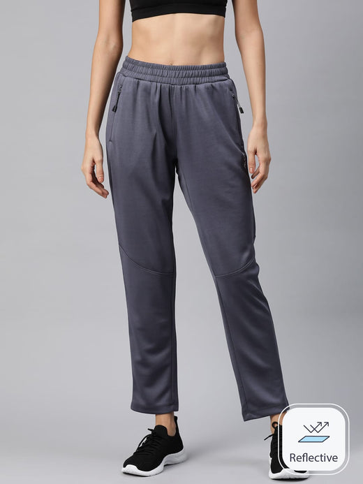 Alcis Women Grey Slim Fit Hyper Hue Performance Reflective Track Pants