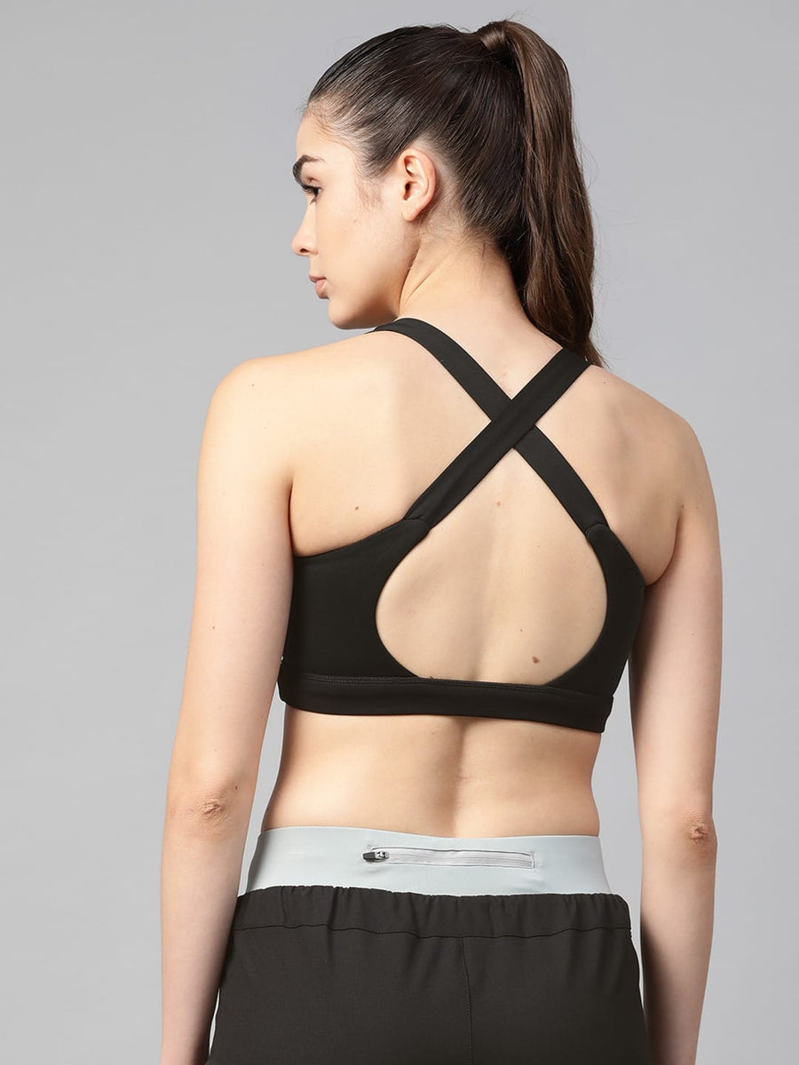 
                    
                      Alcis black lightly padded workout bra for women with supportive fit and comfortable sleeveless design.
                    
                  