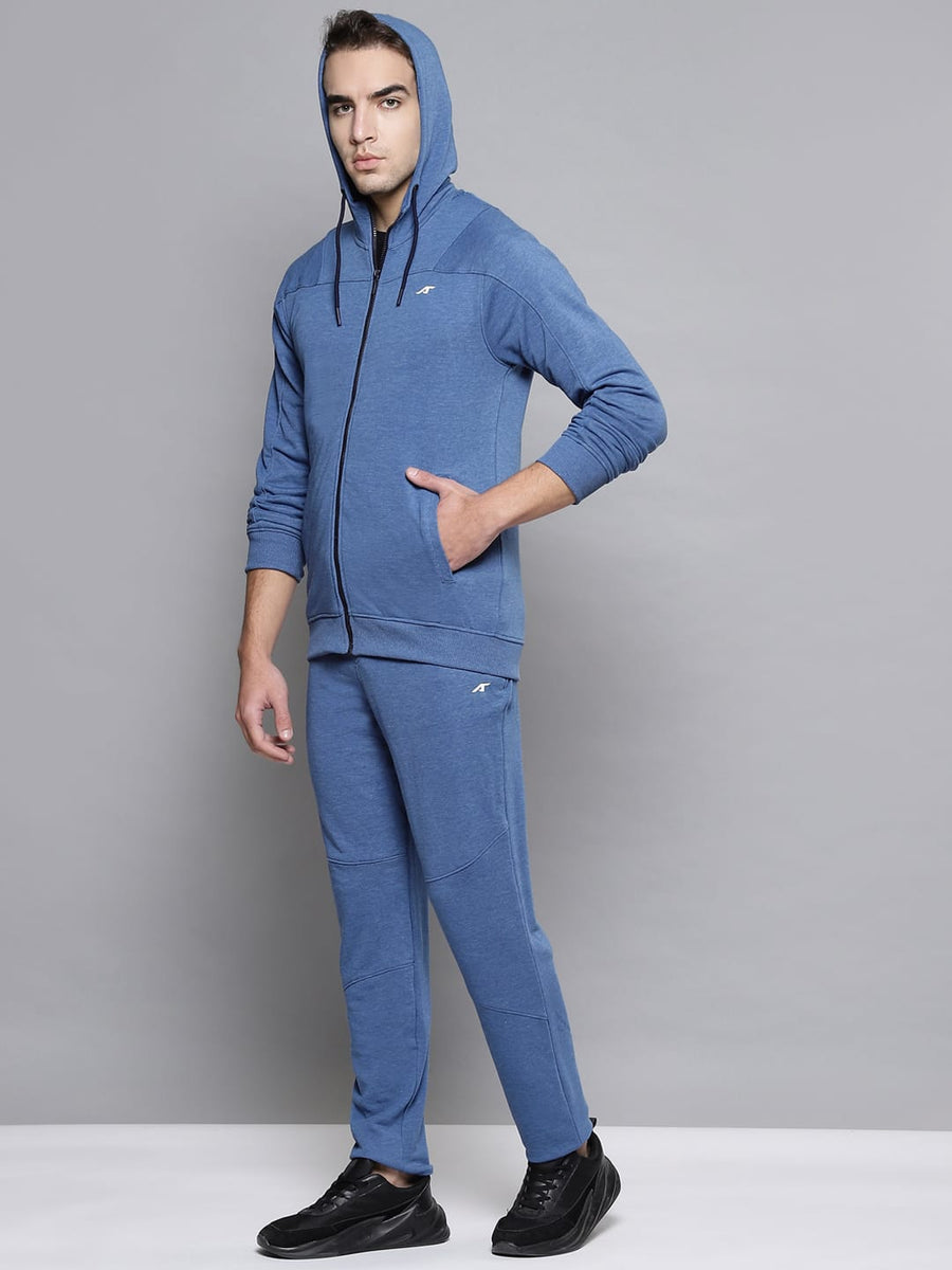 
                    
                      Alcis blue sports tracksuit for men with long sleeves, zip closure and mid-rise track pants.
                    
                  