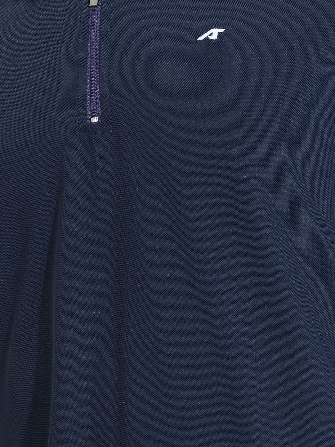 Alcis men navy sports casual polo shirt with quick-dry fabric for gym, training and everyday comfort.