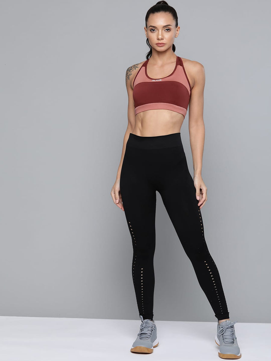 
                    
                      Alcis women burgundy pink lightly padded sports bra with full coverage for workouts, cardio and everyday training.
                    
                  