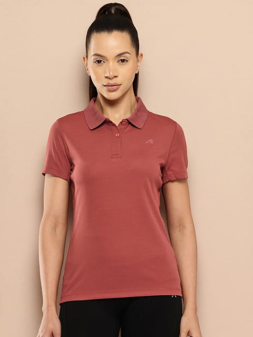 Alcis Women Wine Printed Polo