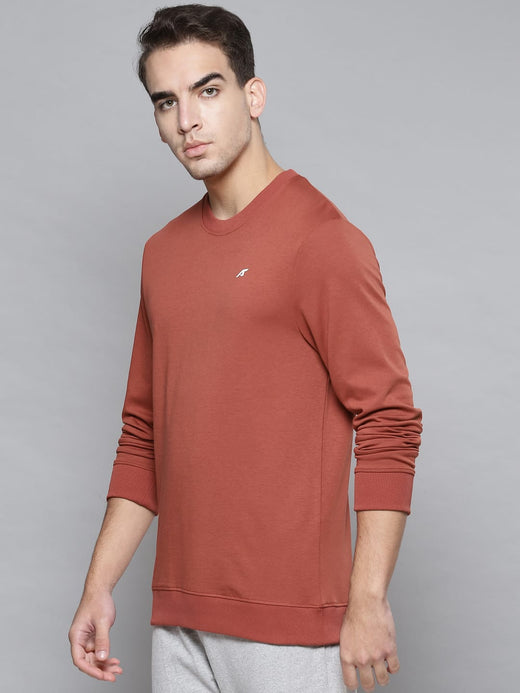 ALCIS Men Solid Red Sweatshirt