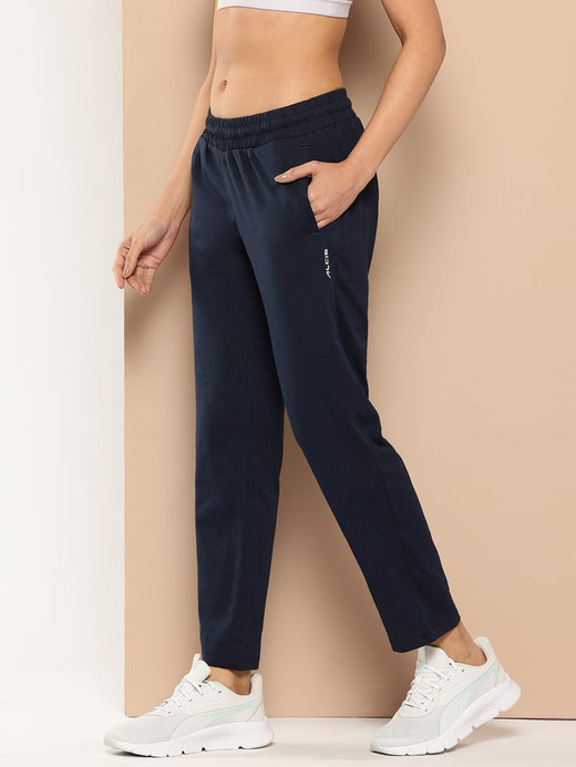 Alcis Women Navy Blue Solid Bootcut Track Pants