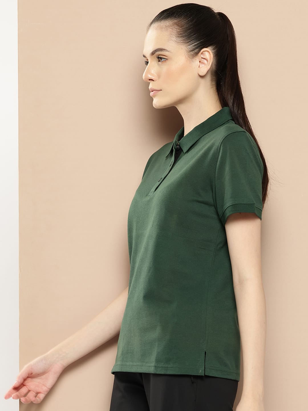 Women's green Victory polo by Alcis featuring a soft cotton blend for athleisure and casual wear.