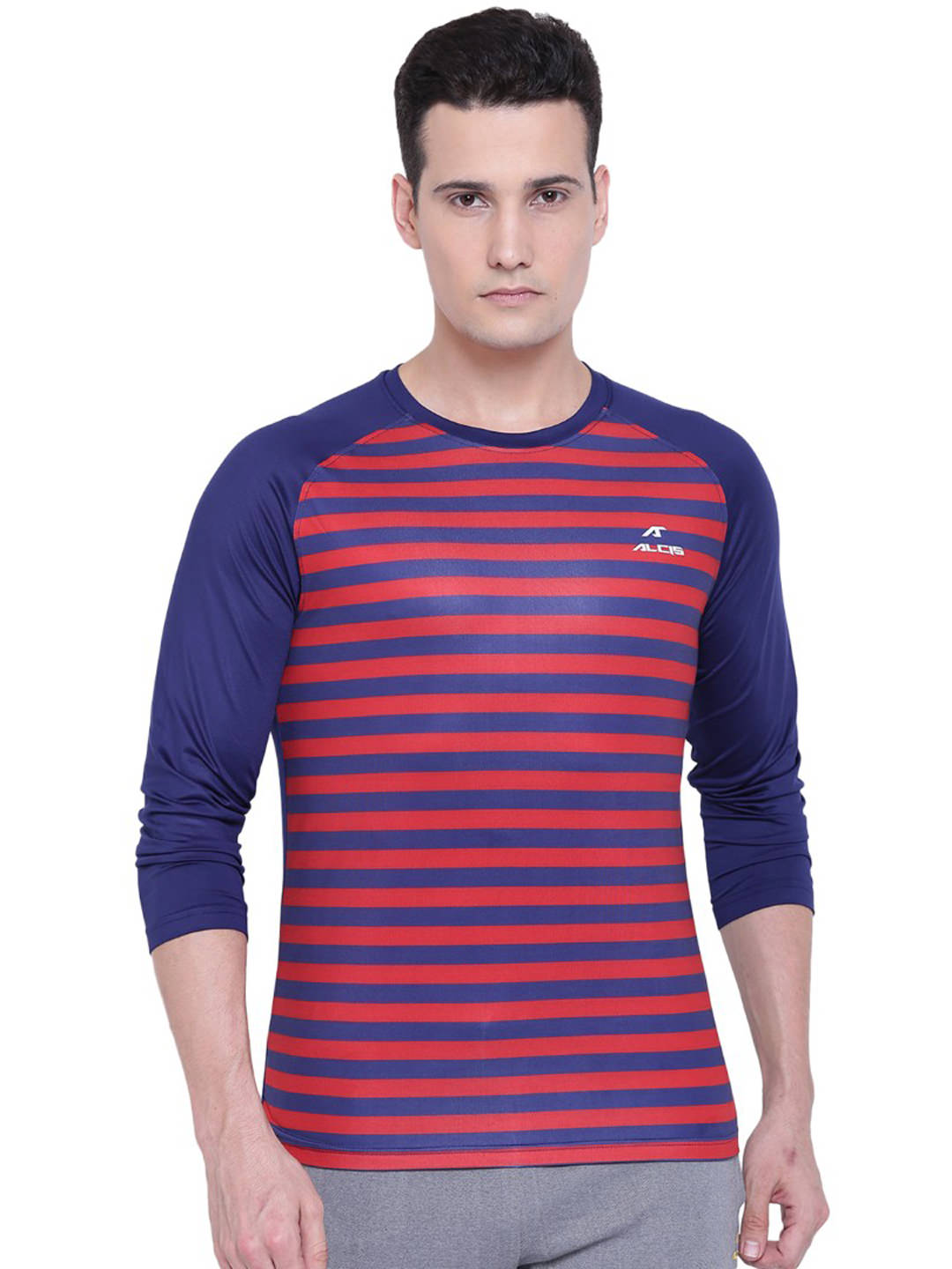 Alcis Mens Striped Navy Sweat Shirt 108MTE130 108MTE130-S