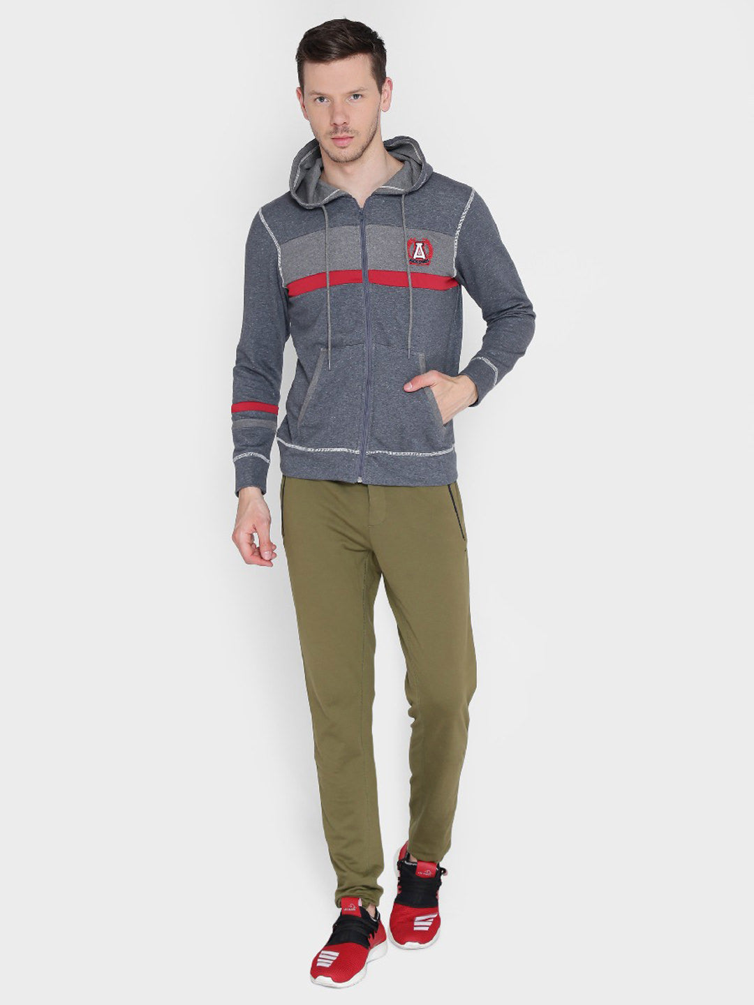 Alcis Mens Printed Dark Grey Winter Jacket 145MJK217 145MJK217-S