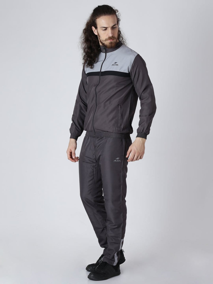 Alcis Mens Printed Grey Tracksuit-S-Grey 162MTS248-S