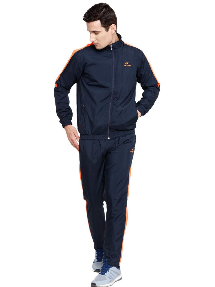 Alcis Men Navy Blue & Orange Colourblocked Tracksuit 166MTS255 166MTS255-S