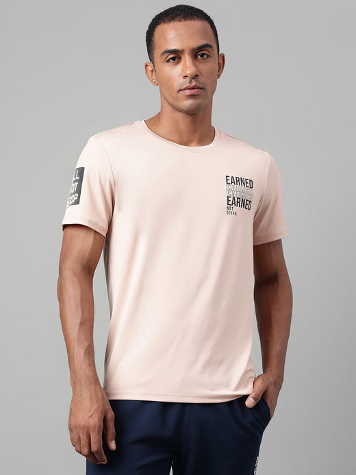 Alcis Men's Printed Gold Anti-Static Drytech+ Slim-Fit Training Tee