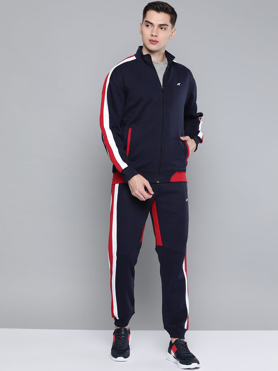 Alcis Men Navy Blue  Red Striped Track Suit