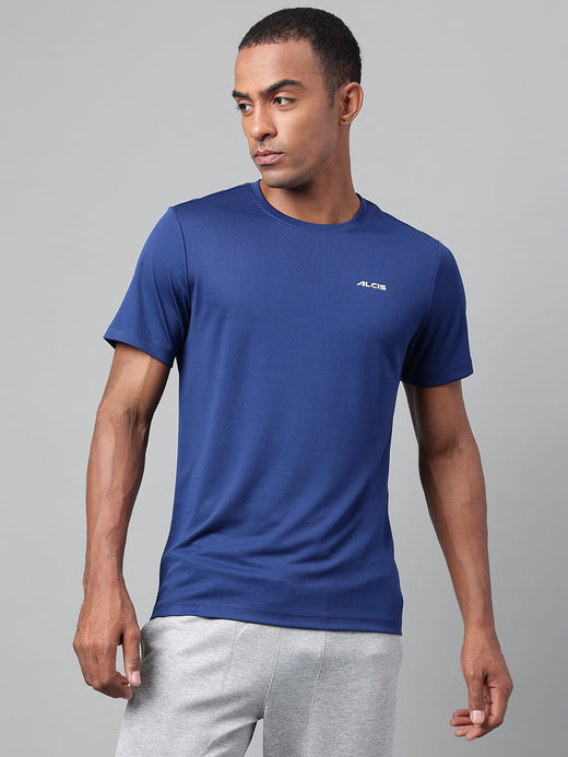 Alcis Men's Navy Anti-Static Drytech+ Slim-Fit Training Tee