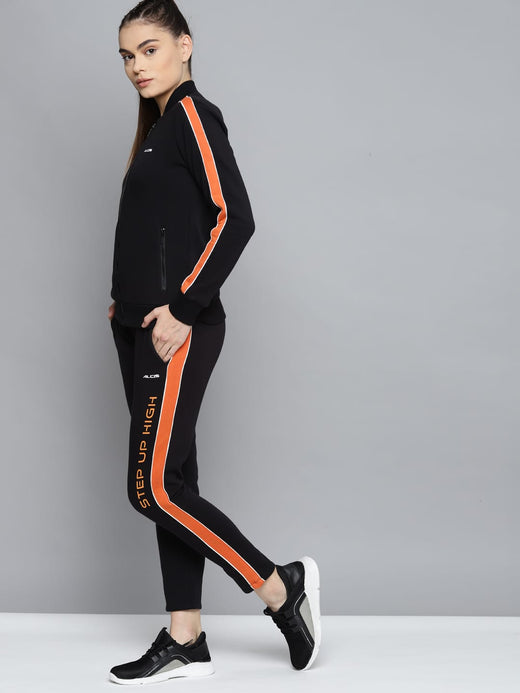 Alcis Women Colourblocked Black Tracksuits