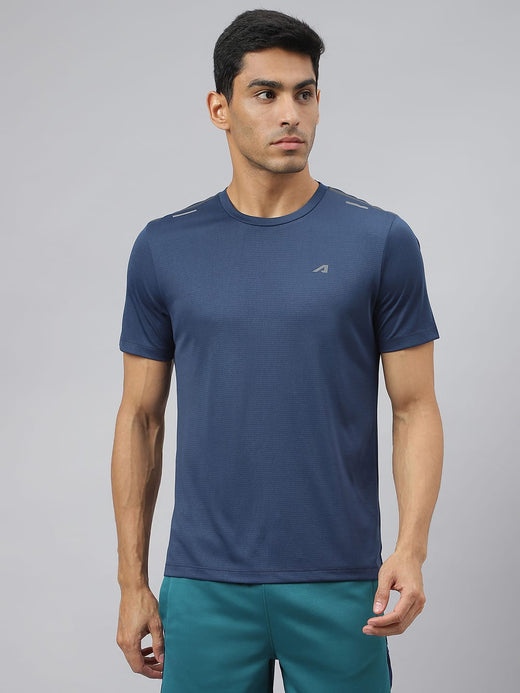 Alcis Men Golden Olive Drytech+ Anti-Static Slim-Fit Round Neck Running T-Shirt