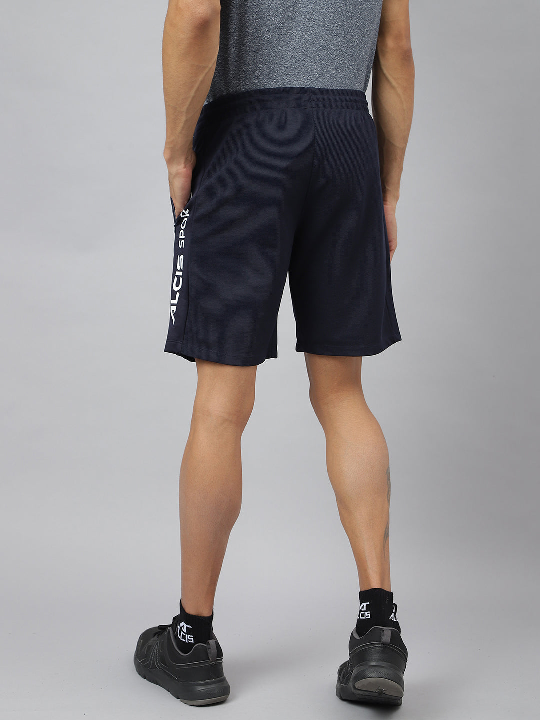 Alcis Men Navy Anti-Static Slim-Fit Training Shorts