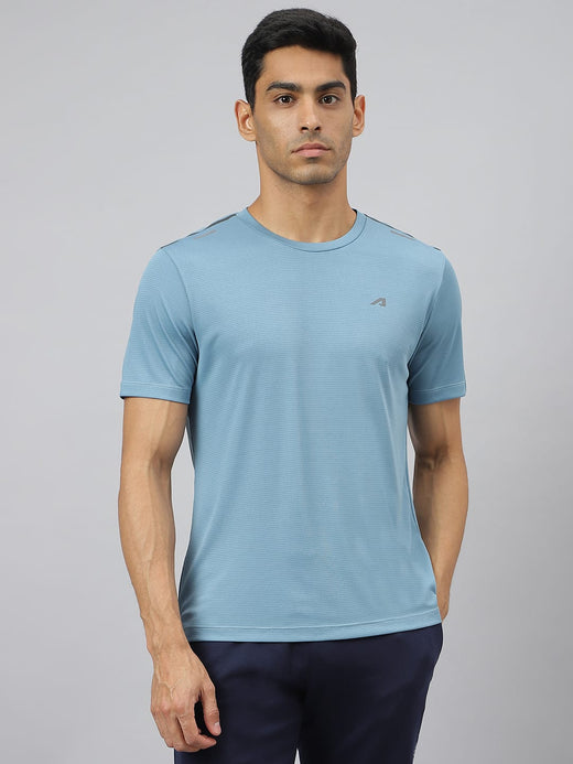 Alcis Men Golden Olive Drytech+ Anti-Static Slim-Fit Round Neck Running T-Shirt