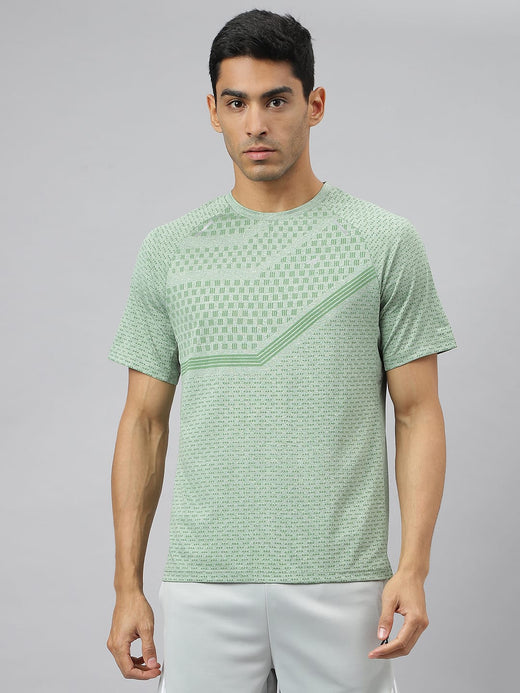 Alcis Men Frost Green Anti-Static Slim-Fit Round Neck Distance Running T-Shirt