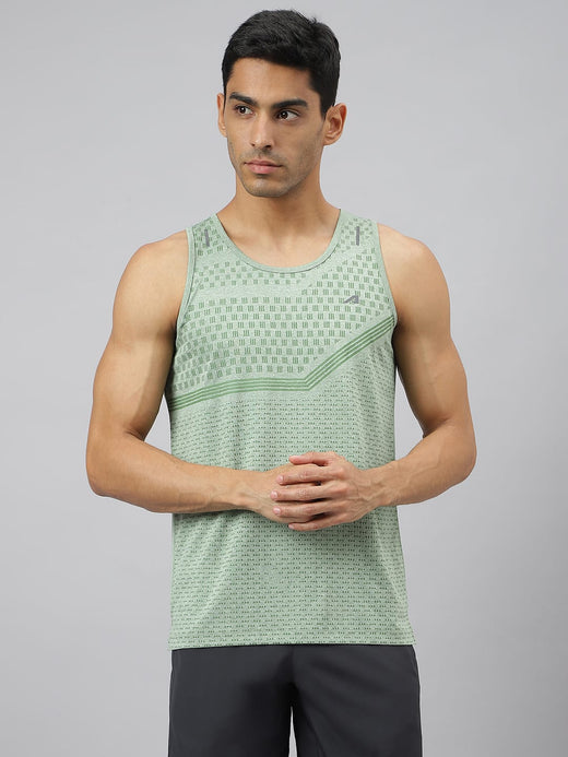 Alcis Men Frost Green Anti-Static Slim-Fit Distance Running Singlet