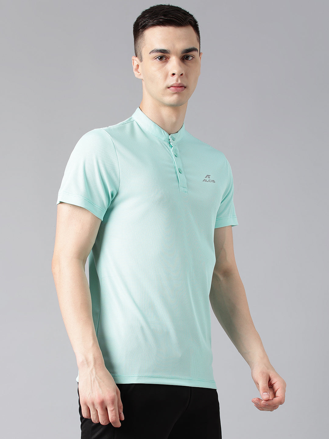 Alcis Men's Mint Green Anti-Static Drytech+ Slim-Fit Training Polo T-Shirt