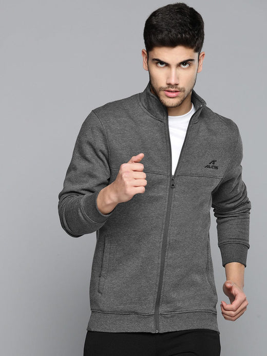 Alcis Men Charcoal Running Sporty Jacket