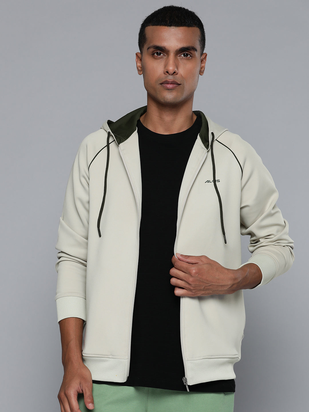 Alcis Men Cream Running Bomber Jacket