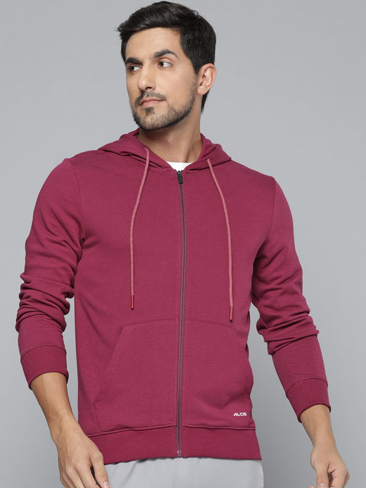 Alcis Men Maroon Hooded Sweatshirt