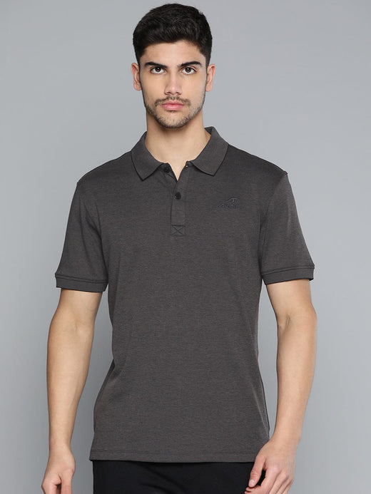 Alcis Men Grey Polo Collar Anti Static Slim Fit Sports