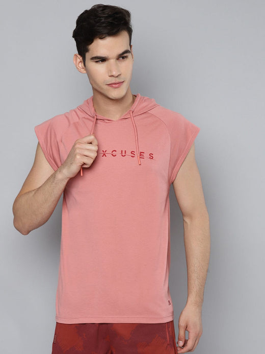 Alcis Men Pink Typography Printed Slim Fit Running Vest