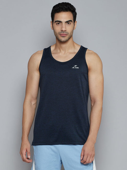 Alcis Men Navy Blue Solid Slim Fit Vest