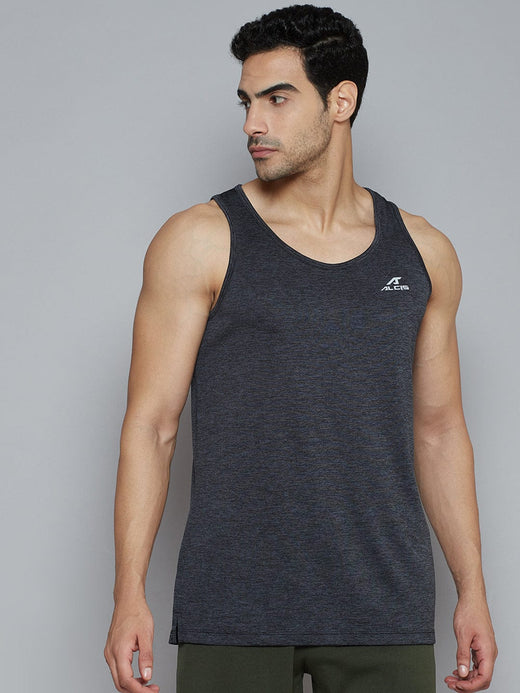 Alcis Men Charcoal Grey Solid Slim Fit Vest