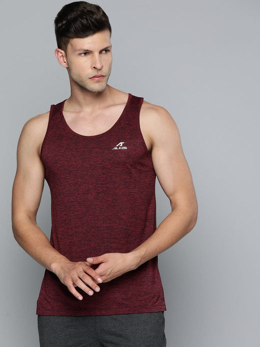 Alcis Men Maroon Solid Slim Fit T-shirt