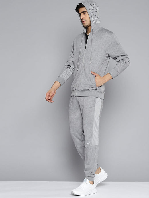 Alcis Men Grey Melange Solid Tracksuit
