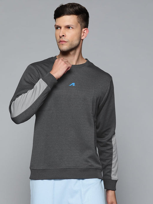 Alcis Men Characoal Solid Sweatshirt
