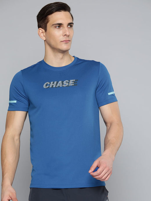 Alcis Men Blue Typography Printed Slim Fit T-shirt