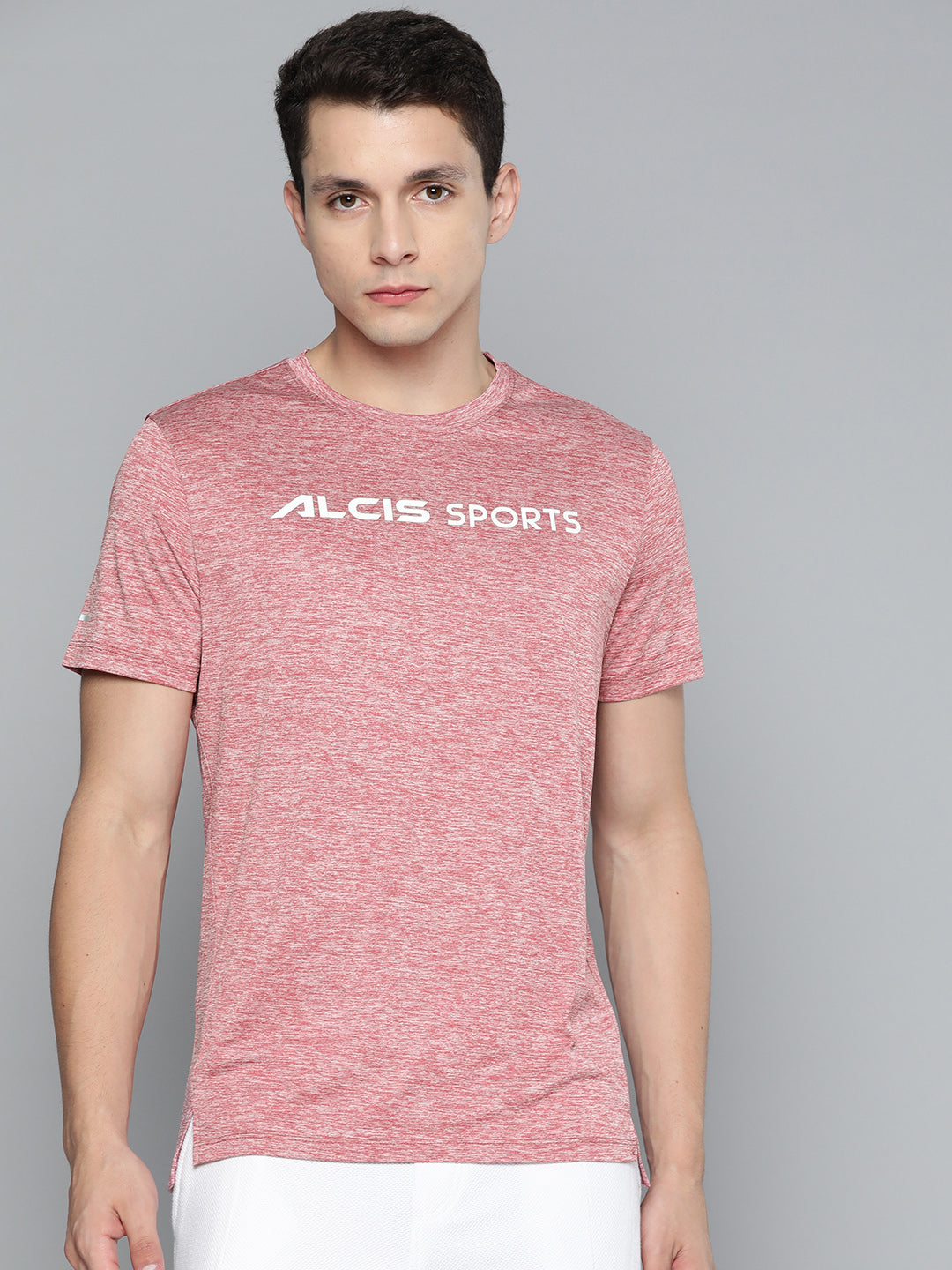 Alcis Men Red Brand Logo Printed Slim Fit T-shirt