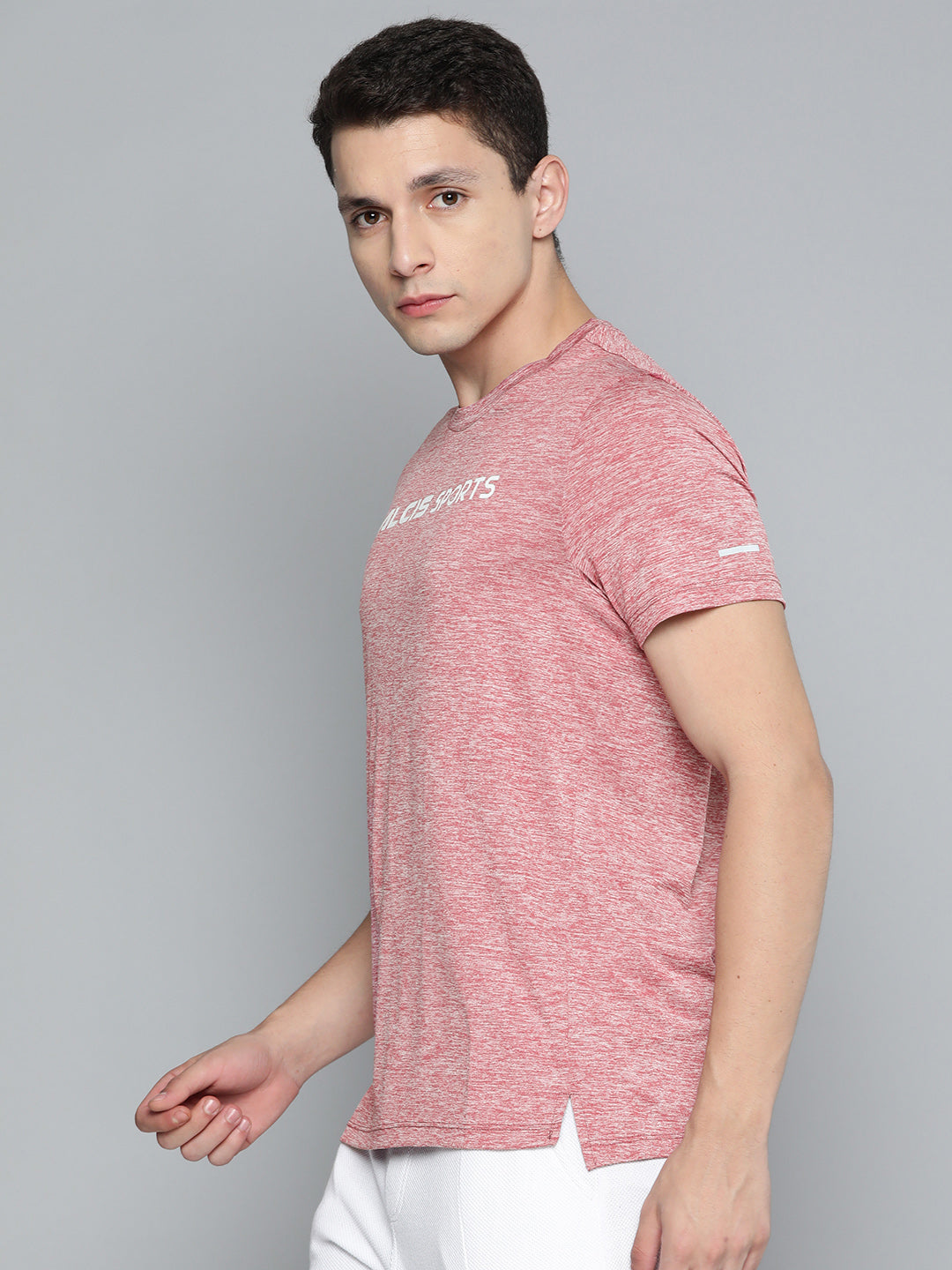 Alcis Men Red Brand Logo Printed Slim Fit T-shirt