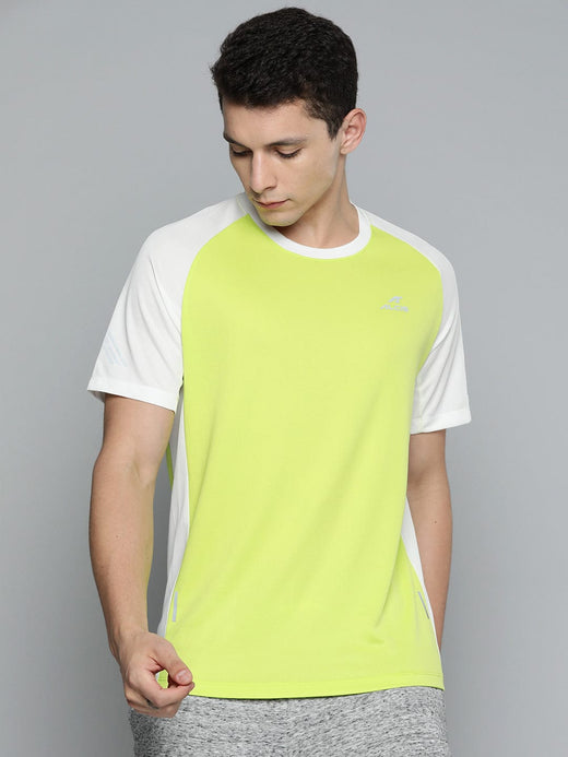 Alcis Men Green Colourblocked Slim Fit T-shirt