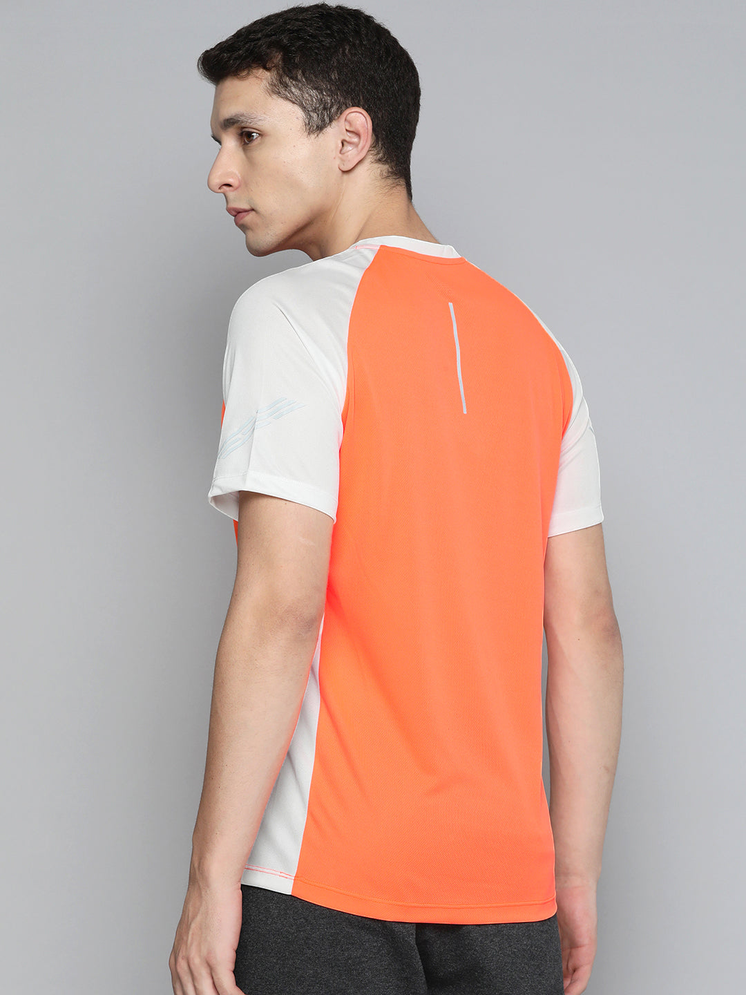 Alcis Men Orange Colourblocked Slim Fit T-shirt