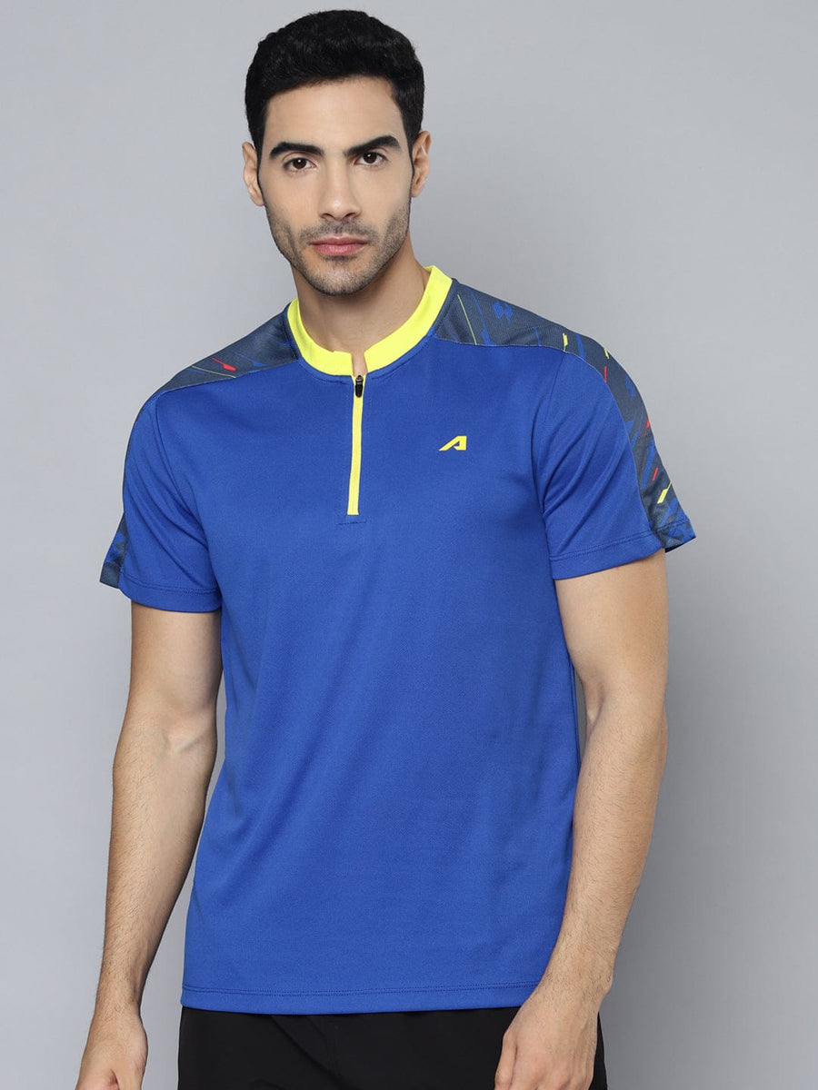 Alcis Men Blue Yellow Slim Fit T-shirt