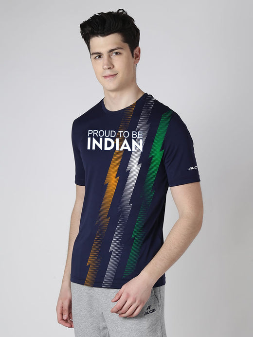 Alcis Men Navy Round Neck Slim Fit T-shirt