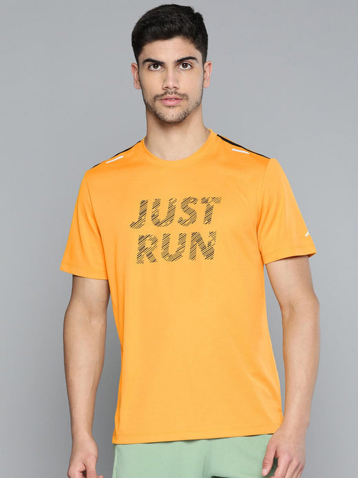 Alcis Men Typography Printed Anti Static Slim Fit Sports T-shirt