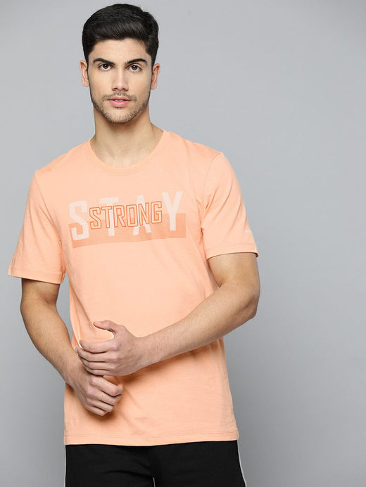Alcis Men Typography Anti Static Slim Fit Sports T-shirt