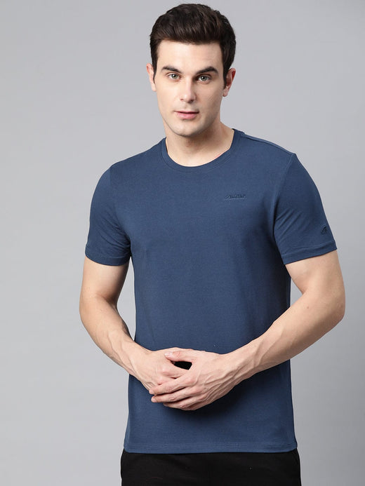 Alcis Men Blue Solid Stretchex Slim Fit T-shirt