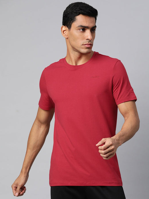 Alcis Men Red  Solid Stretchex Slim Fit T-shirt