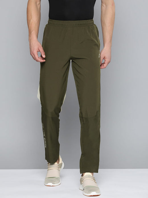 Alcis Men Olive Green Typography Print Track Pants