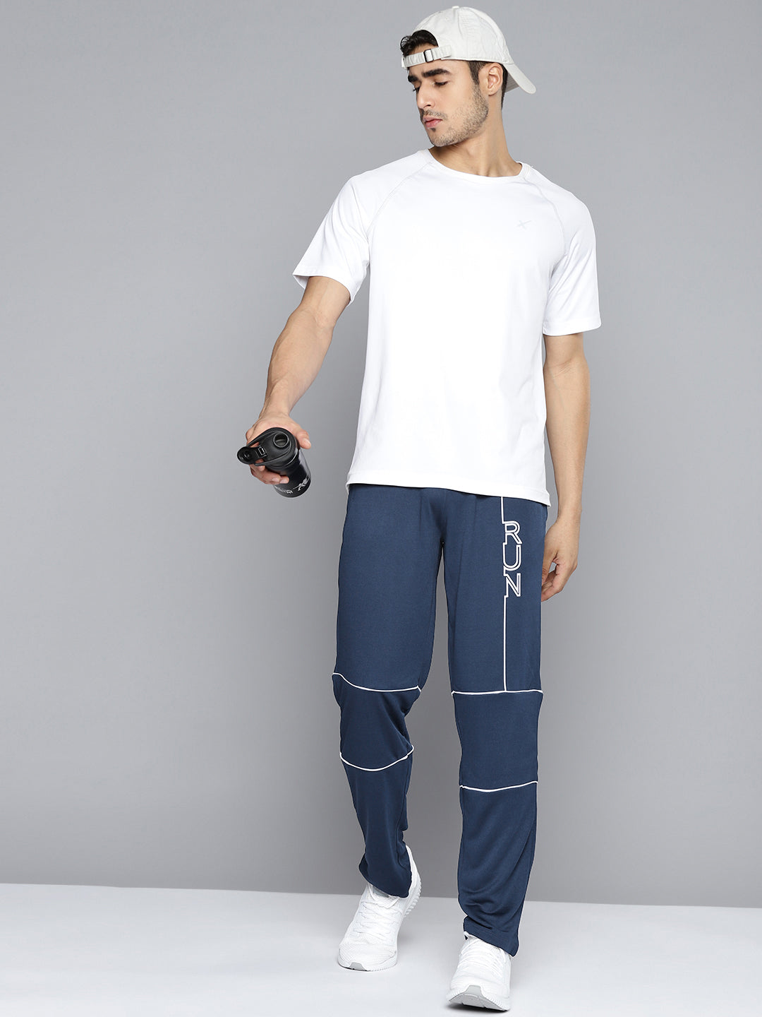 Alcis Men Navy Blue Printed Slim Fit Track Pants