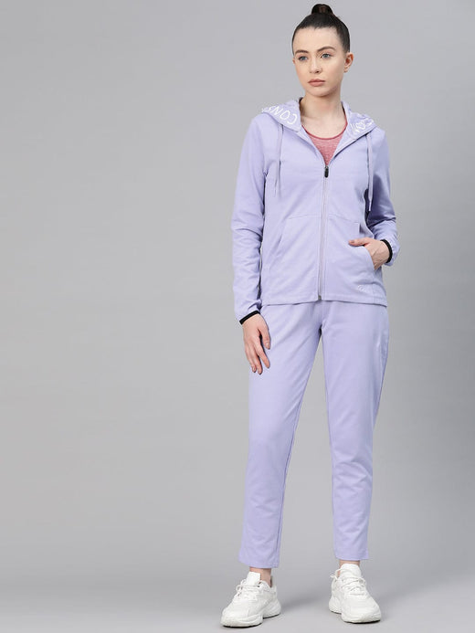 Alcis Women Typography Print Mid-Rise Hooded Tracksuit